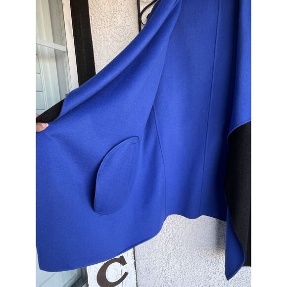 Lafayette 148 Wool Draped Open Front Coat - Size M- Blue/ Black - Picture 3 of 9